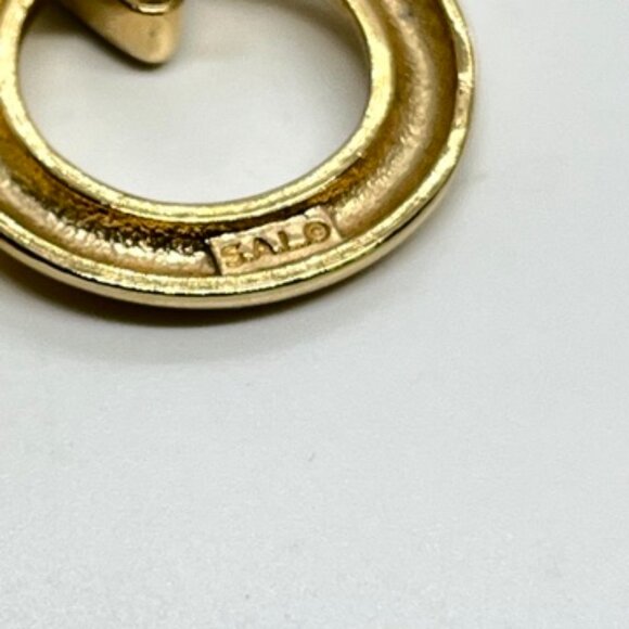 SAL VINTAGE SWAROVSKI GOLD TONE BLACK CRYSTAL EARRINGS MODERNIST CLIP ON CIRCLE - Picture 13 of 16